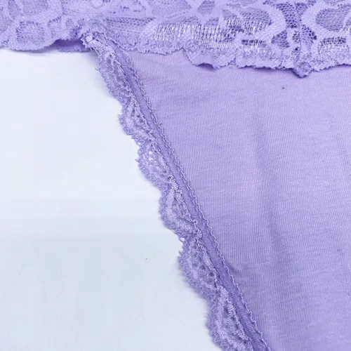 Miniatura 5 de Paquete de 6 tangas de encaje de cintura alta para mujer, ropa interior de algodón de talla grande, estilo retro, control de abdomen, tangas