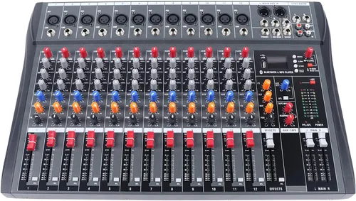 Miniatura 12 de Mezclador de audio Bluetooth Live Studio de 4 canales, pantalla LED, consola de mezcla USB profesional con ecualizador de 3 bandas, consola
