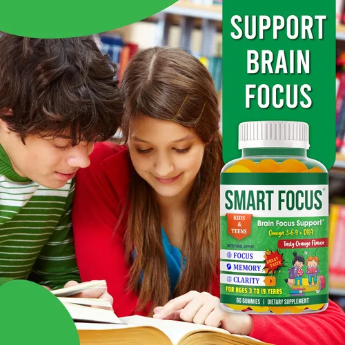 Miniatura 7 de Smart Focus Omega 3 DHA Focus - Gomitas para niños y adolescentes, suplemento de concentración y atención para niños, vitaminas de apoyo cerebral