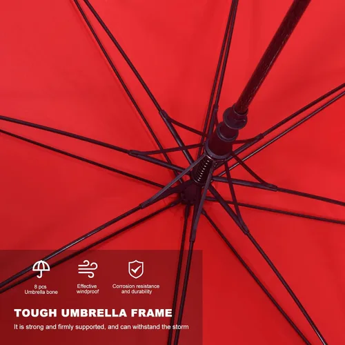 Miniatura 4 de KoKoBin Paraguas de lluvia de gran tamaño abierto automático para hombres mujeres palillo paraguas, Rojo