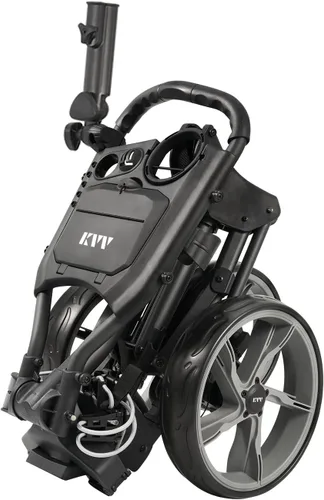 KVV Carrito de empuje de golf de 3 ruedas ultra ligero tamaño plegable más pequeño, soporte para tarjeta de puntuación de nueva versión Gris