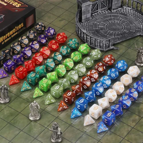 Miniatura 5 de Coyeekn Juegos de Dados DND, 10 X 7 Juegos (70 Piezas) Dados Poliédricos para Dungeons and Dragons RPG MTG D&D Juego de Mesa con 1 Bolsa Grande D4
