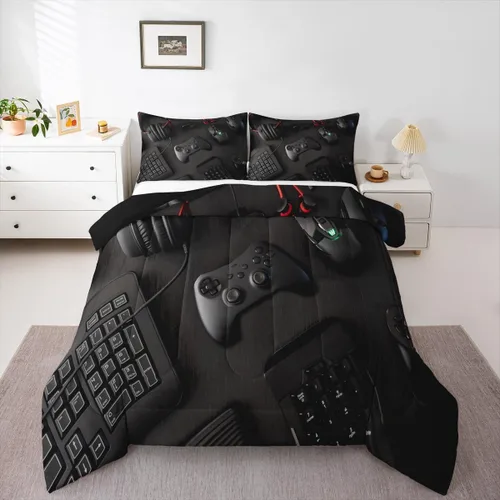 Miniatura 49 de Juego de ropa de cama de juegos de pelota, juego de edredón de baloncesto y fútbol, hexagonal, geométrico, deportivo, de plumón, béisbol, tenis