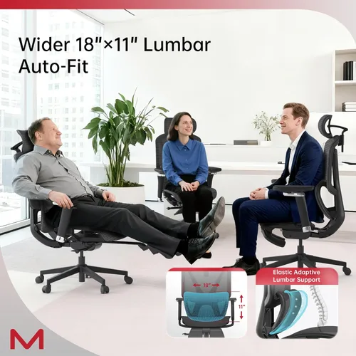 Miniatura 4 de Silla de oficina ergonómica con reposapiés, silla de oficina con reclinable de 136°, silla de escritorio de oficina con soporte lumbar ajustable