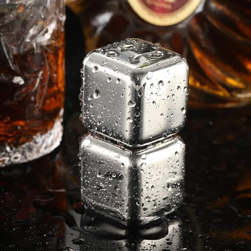 Miniatura 5 de Juego de 2 piedras de whisky grandes de 64 cm³ (4 cu in) – Juego de regalo para hombre – Cubos de esferas de hielo de metal reutilizables de acero