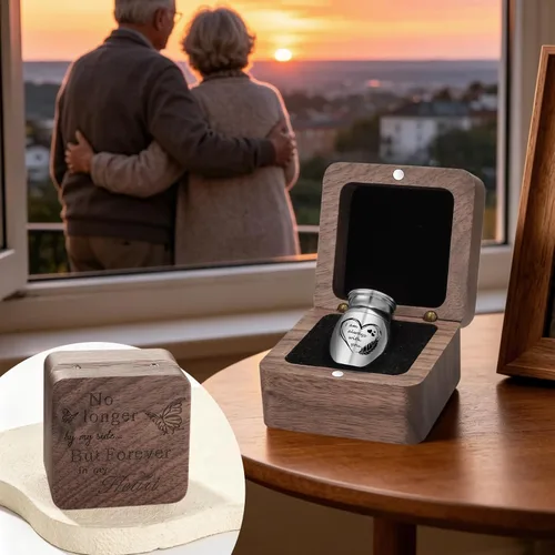 Miniatura 5 de Dletay Mini urnas para cenizas humanas, pequeñas urnas de cremación para hombres y mujeres, recuerdo de cenizas con caja cuadrada de madera de 1.18