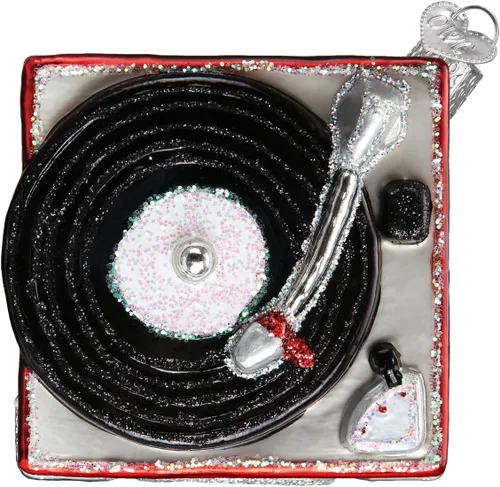 Miniatura 3 de Old World Christmas Adorno colgante de vidrio soplado Reproductor de discos (38043)