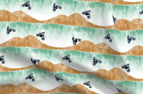 Tela Spoonflower – Motocross Dirt Bike Verde Moda Grunge Motocicleta Impreso en Tela de Gasa por The Yard – Costura Moda Vestidos Decoración del