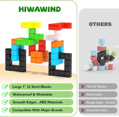 Miniatura 2 de Hiwawind 40 bloques magnéticos, regalos ideales para niños de 3, 4, 5, 6 años, juguetes de aprendizaje STEM para niños y niñas de 3 a 5 años