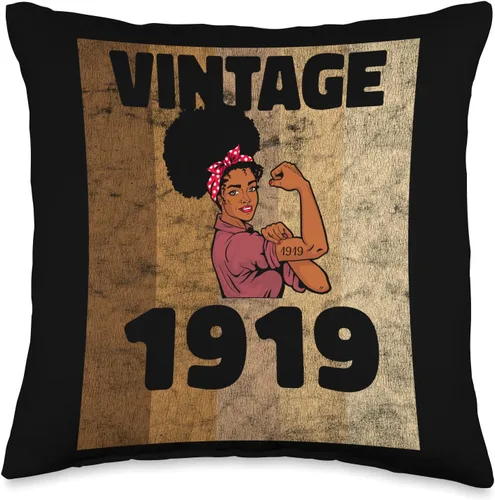 Black Pride Melanin Queen African American Gifts Vintage 1919 Limited Edition 104th Birthday Afro Girls Women - Almohada de 16 x 16 pulgadas,