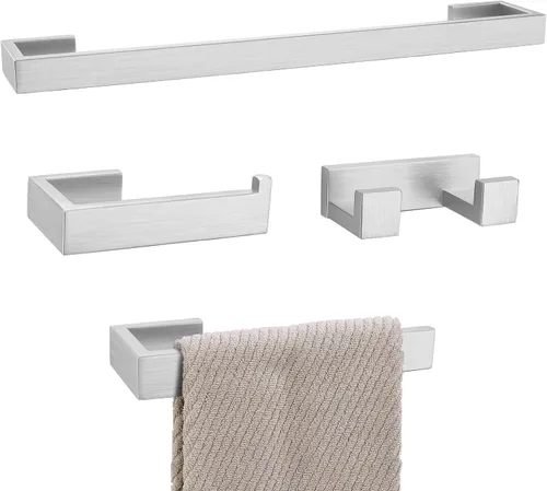 Miniatura 13 de Lairuier Juego de 4 piezas de barra de toallas de baño, juego de accesorios de baño en negro mate que incluye barra de toallas, soporte de toallas
