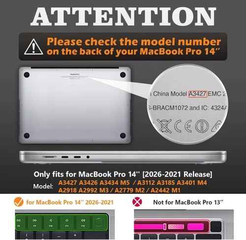 Miniatura 2 de SEYMAC stock Funda para MacBook Pro de 14 pulgadas, Protección Absorbente de Impactos con Soporte Plegable y Funda con Alfombrilla para Ratón