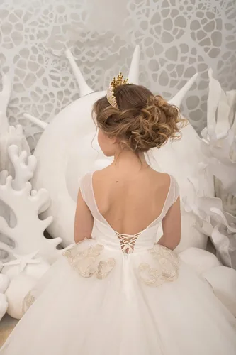 Miniatura 3 de KNCERY Vestido formal de tul de encaje para niña de flores con tren para primera comunión