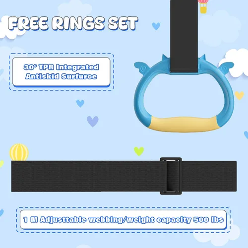 Miniatura 7 de Safly Fun Foldable Gymnastics Bar for Kids, Adjustable 35"-51", Sturdy 145 lbs Capacity, Easy-to-Assemble, Gymnastics Equipment for Kids for Azul
