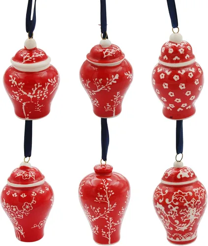 Miniatura 11 de 6 adornos chinos – Adornos colgantes de porcelana azul y blanca – Adornos de cerámica para árbol de Navidad y decoración de otoño (estilo clásico)