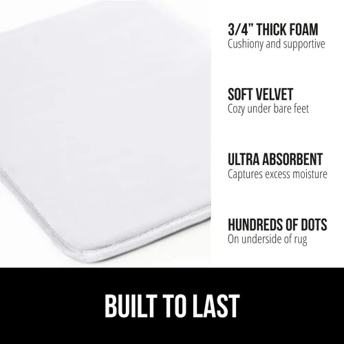 Miniatura 3 de GORILLA GRIP Tapete de baño de espuma viscoelástica grueso, terciopelo suave y absorbente, puntos duraderos en la parte inferior, lavable a máquina