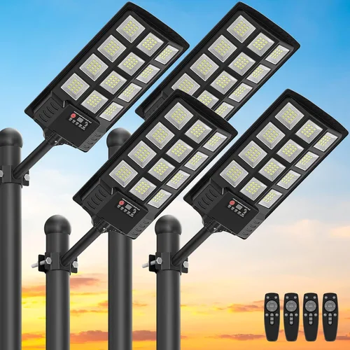 Miniatura 12 de Farolas solares impermeables para exteriores, 6500 K, luz de inundación gran angular de 320°, luz LED de estacionamiento solar con sensor