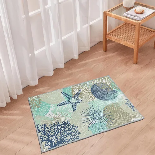 Miniatura 9 de Tritard Alfombra de pasillo costera de 2 x 6 pies, alfombra náutica para pasillo de cocina, con temática de playa, antideslizante, lavable a C1