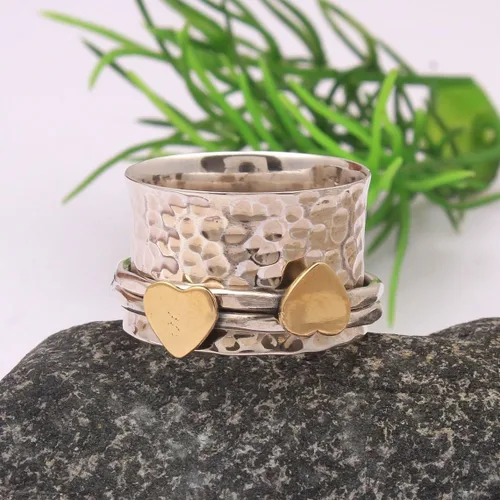 Miniatura 103 de Boho Spinner Ring, Mothers Day Gift, Silver 925 Women Ring, Sterling Silver 925 Ring, Fidget Spinner Ring,Women Silver Anxiety Ring