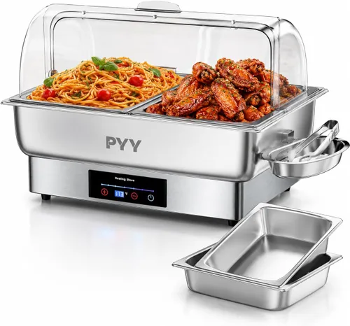 Miniatura 12 de PYY Plato Calentador Eléctrico, Juego de Chafing Dish de Tapa Enrollable para Buffet, Juego de Servidor Calentador Chafer para Catering, Buffets