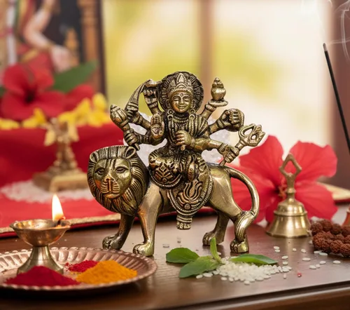 eSplanade Ídolo Maa Durga/MATA Rani de latón, estatua, moorti, murti para mandir del hogar y decoración del hogar (4.6 pulgadas)