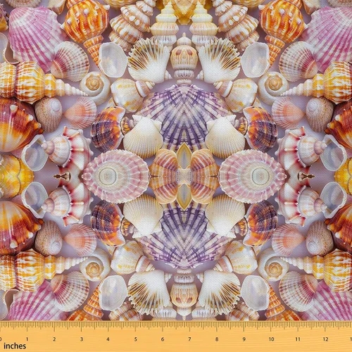 jejeloiu The Yard, tela para tapicería de concha de mar para sillas, tela decorativa hawaiana de verano para exteriores, tela impermeable para