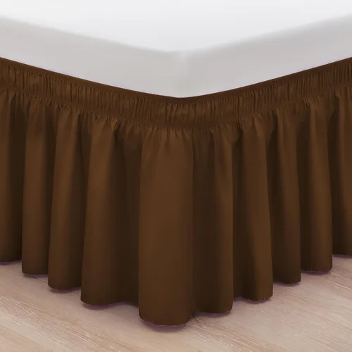 Miniatura 29 de Falda de cama RIMELA envoltura volante elástica que protege contra el polvo con color sólido, resistente a las arrugas y a la decoloración con Blanco