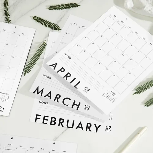 Miniatura 6 de Calendario magnético vertical en blanco y negro para refrigerador 2026-2027, 13.5 x 11 pulgadas, calendario minimalista de 18 meses para nevera