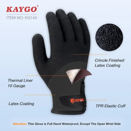Miniatura 2 de KAYGO Guantes de trabajo térmicos impermeables con aislamiento – KG140W, guantes de invierno para condiciones frías para hombres y mujeres, mano
