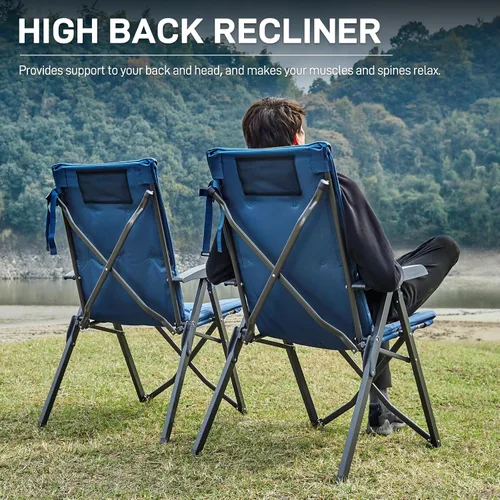 Miniatura 6 de EVER ADVANCED Silla de camping plegable acolchada de 4 posiciones, reclinable ajustable con respaldo alto, portátil para adultos, capacidad
