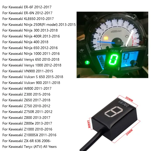 Miniatura 2 de Indicador digital de engranajes LED de 1-6 velocidades, medidor de pantalla impermeable para ER6N Z1000 SX Ninja 400 650 Z800 Z750 Versys 650 Z650