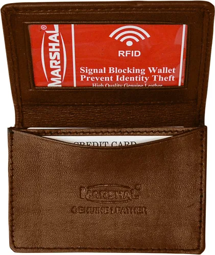 Miniatura 13 de Marshal Tarjetero de cuero RFID extensible para hombres y mujeres Marrón Croco