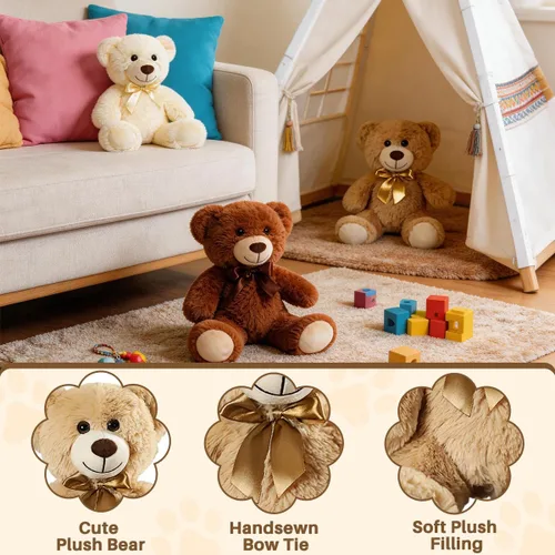 Miniatura 3 de 3 piezas de oso de peluche de 13.5 pulgadas, suave, de peluche, a granel, lindos juguetes de peluche para niños, baby shower, cumpleaños