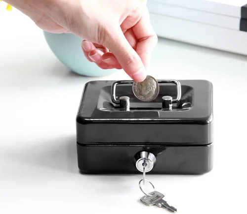 Miniatura 3 de Jssmst SMCB003 - Caja fuerte con cerradura, regalos de cumpleaños 2017, caja metálica para niños, adultos, resistente, 100% segura , Negro