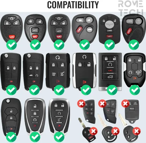 Rome Tech Batería para llavero Chevy Cruze Silverado Suburban Acadia Yukon Equinox Colorado Malibu Traverse Impala Sierra Tahoe Terrain Camaro Trax