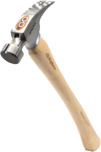 Big Horn 15101 - Martillo para enmarcar con mango curvado de 21 onzas, cara fresada, arrancador magnético de uñas, garra antianillo, cabeza de acero