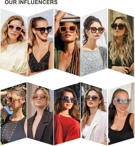 Miniatura 2 de SOJOS Gafas de sol cuadradas vintage de gran tamaño para mujer, estilo retro, de lujo, con protección UV400, SJ2194 DANA