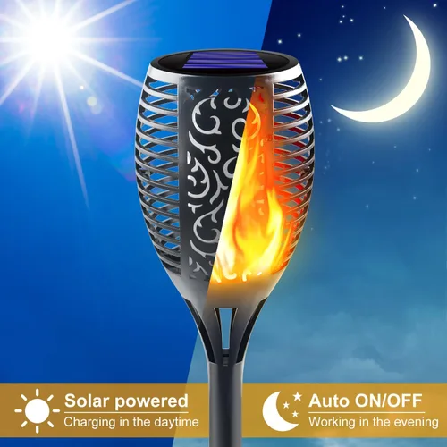 Miniatura 2 de Linterna solar grande con llama parpadeante, luces solares ultrabrillantes mejoradas para exteriores, decoraciones de paisaje, iluminación