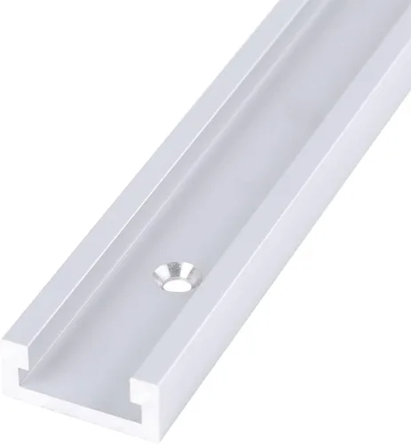 Pista universal en T de aleación de aluminio de 15.74 pulgadas/15.748 in, pista de ranura en T de doble corte con agujeros de montaje preperforados,