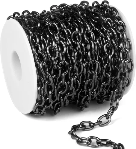 Miniatura 15 de Cadikez - 33 pies de cadenas de cable rolo de plata, 5 mm de aluminio chapado en plata, cadena de eslabones ovalados en O, en rollo a granel