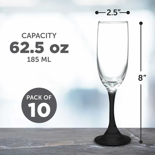 Miniatura 5 de DISCOUNT PROMOS Premiere - Juego de 10 copas de champán de 6.25 onzas, paquete a granel, elegantes vasos para bodas, eventos y regalos
