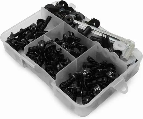 Worldmotop Kit de tornillos de carenado, tuercas, sujetadores universales compatibles con Yamaha Honda Kawasaki Suzuki BMW, Kit de tornillos Negro