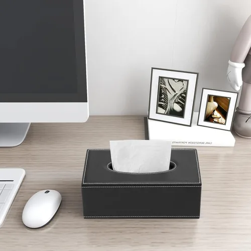 Miniatura 9 de KINGFOM Organizador de escritorio de cuero PU con soporte de estación de carga inalámbrica para iPhone 10W, soporte rectangular para caja