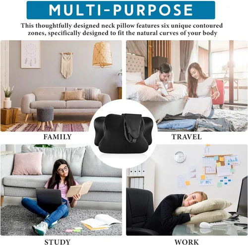 Miniatura 7 de Hahafelt Funda de Almohada Cervical para el Cuello (Solo Funda de Almohada) Funda de Almohada de Satén con Cremallera Funda de Almohada de Contorno