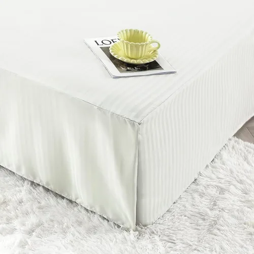 HENGWEITEXT Falda de cama tamaño Queen con esquinas divididas, falda de cama plisada con esquinas divididas, faldas de cama con volantes tamaño