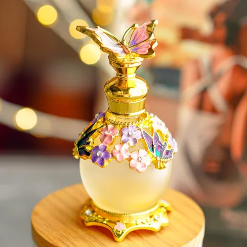 YU FENG Botellas de perfume decorativas de mariposa vintage de 0.5 fl oz, envase de perfume reutilizable recargable vacía, aceites esenciales de