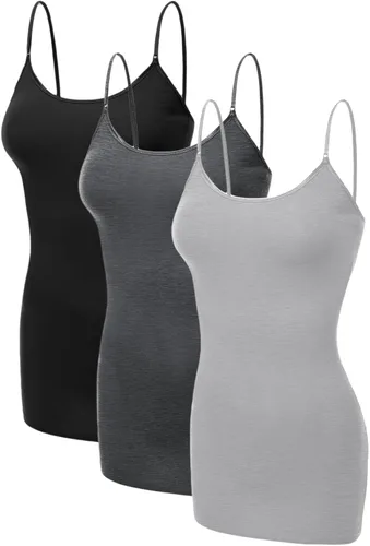 Miniatura 317 de Emmalise Camisola larga casual básica para mujer, con tirantes ajustables, top en capas