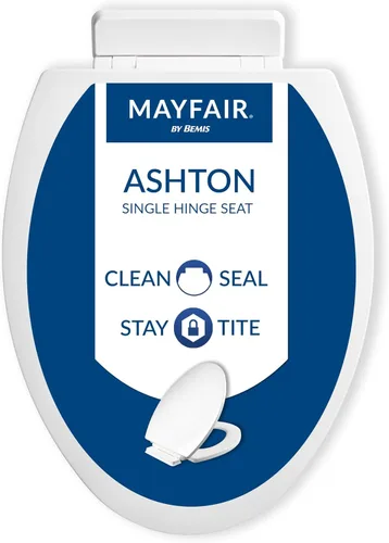 Miniatura 14 de Mayfair Linden - Asiento de inodoro de cierre lento, antideslizante, de madera resistente, fácil de instalar, redondo, color blanco