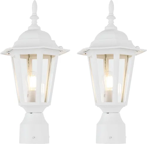 Miniatura 9 de LIT-PaTH Lámpara de poste para exteriores de 16 pulgadas, farol de poste exterior con vidrio transparente, iluminación de poste de aluminio cableado