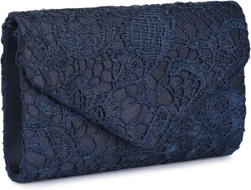 Miniatura 12 de UBORSE Bolso de noche clutch de encaje tipo sobre para mujer, formal, elegante, para boda, fiesta, cóctel, bandolera y bolso de hombro